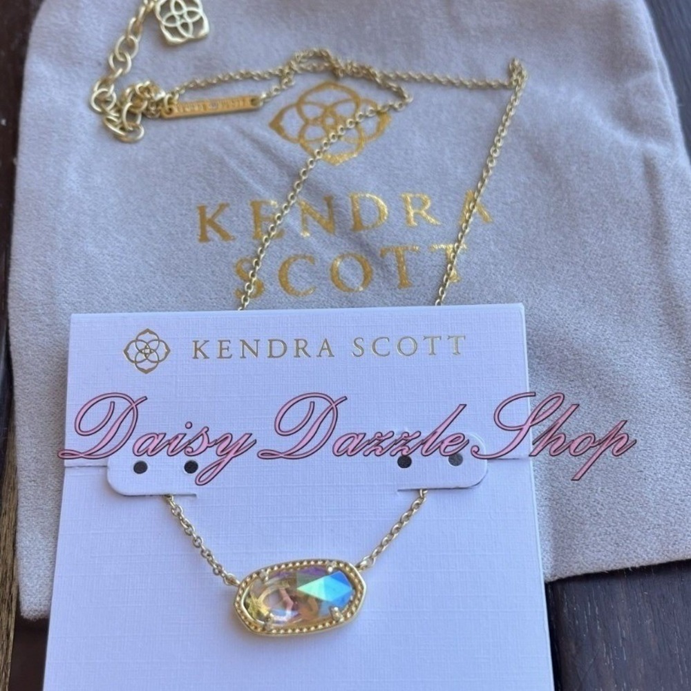 ✨New Kendra Scott Elisa Gold Pendant Necklace In Dichroic Glass✨🦄